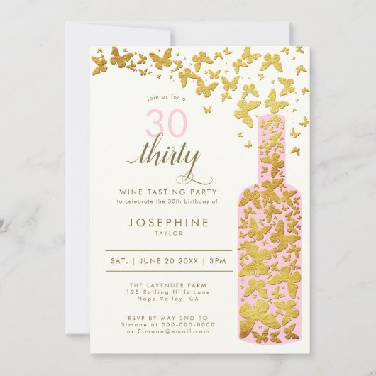 Boho Butterflies Pink 30th Birthday Kaart (Voorkant)