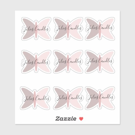 Boho Butterflies Pink Earthy Tones Business Sticker (Vel)