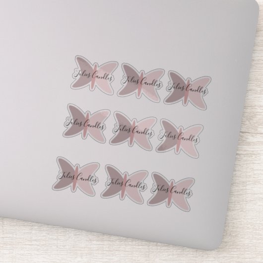 Boho Butterflies Pink Earthy Tones Business Sticker (Detail)