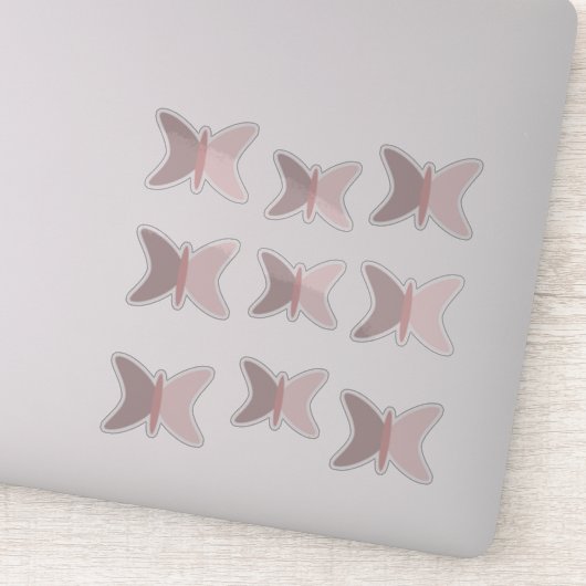 Boho Butterflies Pink Earthy Tones Sticker (Detail)