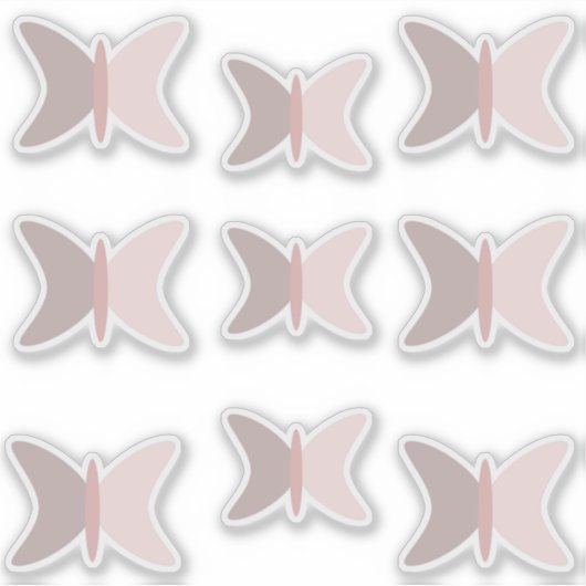 Boho Butterflies Pink Earthy Tones Sticker (Voorkant)