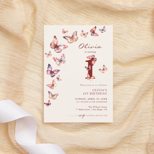 Boho Butterfly 1e verjaardag  Kaart