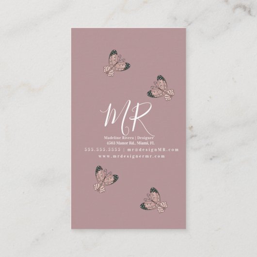 Boho Butterfly Artist Handmade Art Designer Blush Visitekaartje (Achterkant)