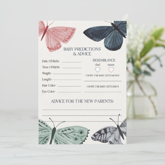 Boho Butterfly Baby shower Advies voor Baby Kaart (Staand voorkant)