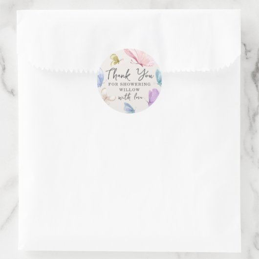 Boho Butterfly Baby shower Circle Favor Stickers (Tas)