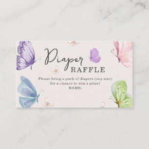 Boho Butterfly Baby shower Diaper Raffle Kaart