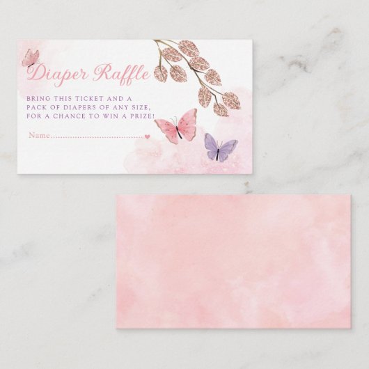 Boho Butterfly Baby shower Diaper Raffle Ticket Informatiekaartje (Voorkant / Achterkant)