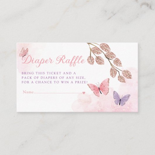 Boho Butterfly Baby shower Diaper Raffle Ticket Informatiekaartje (Voorkant)