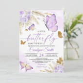 Boho Butterfly Baby shower Invitation Kaart (Staand voorkant)