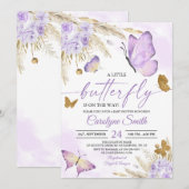Boho Butterfly Baby shower Invitation Kaart (Voorkant / Achterkant)