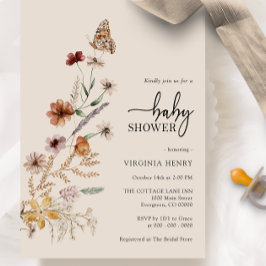 Boho Butterfly Baby shower Invitation Kaart