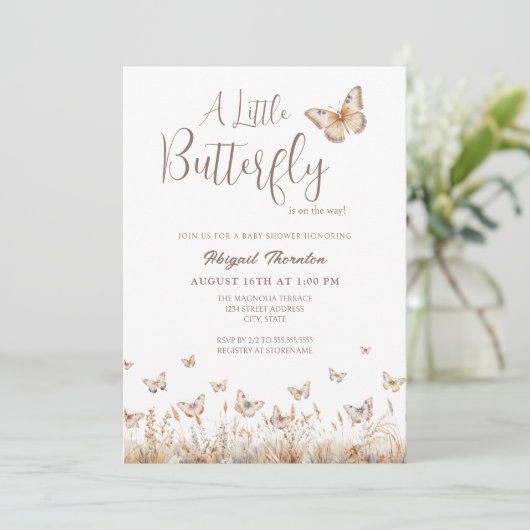 Boho Butterfly Baby shower Kaart (Staand voorkant)