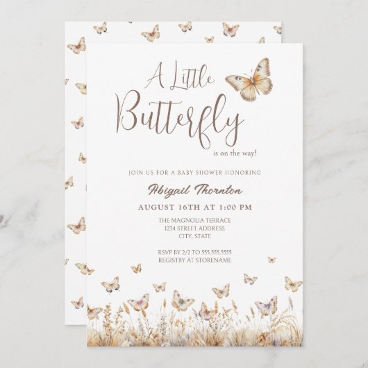 Boho Butterfly Baby shower Kaart (Voorkant / Achterkant)