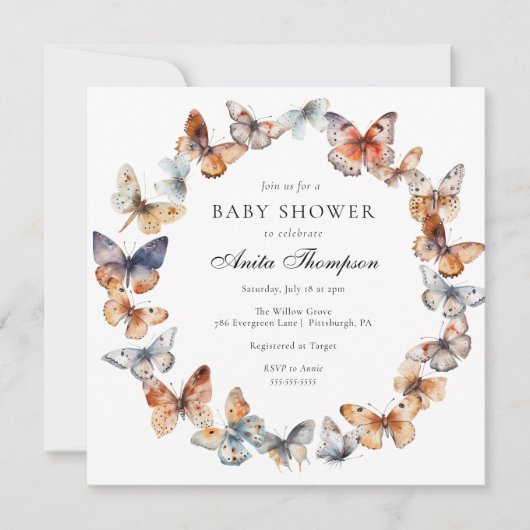Boho Butterfly Baby shower Kaart (Voorkant)