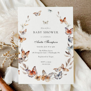 Boho Butterfly Baby shower Kaart