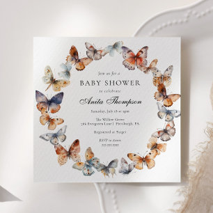 Boho Butterfly Baby shower Kaart