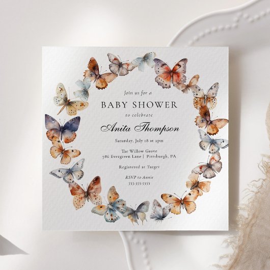 Boho Butterfly Baby shower Kaart