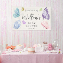 Boho Butterfly Baby shower Welcome Banner