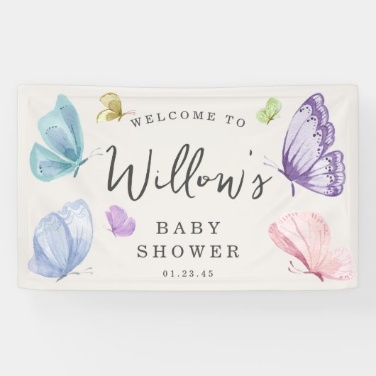 Boho Butterfly Baby shower Welcome Banner (Horizontaal)
