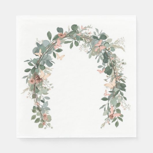 Boho Butterfly Baby Sprinkle Napkins Eucalyptus Servet (Voorkant)