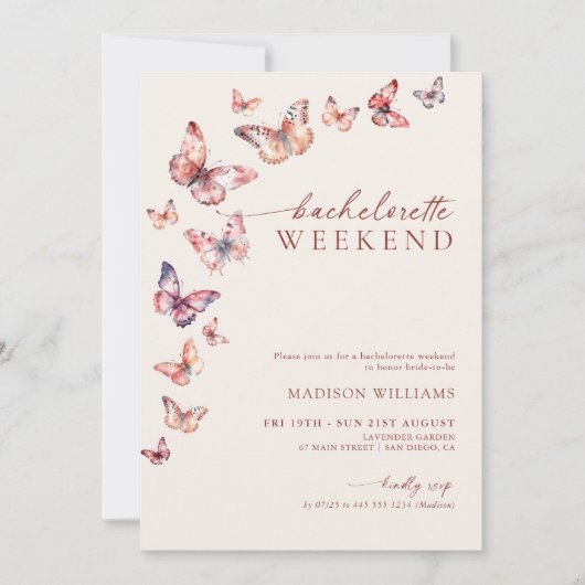 Boho Butterfly Bachelorette Weekend Route Kaart (Voorkant)