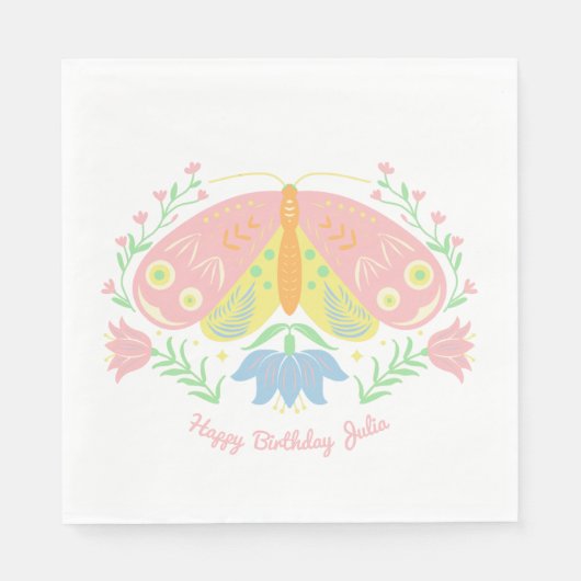Boho Butterfly Birthday Servet (Voorkant)