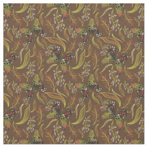 Boho Butterfly Brown Floral Pattern Stof