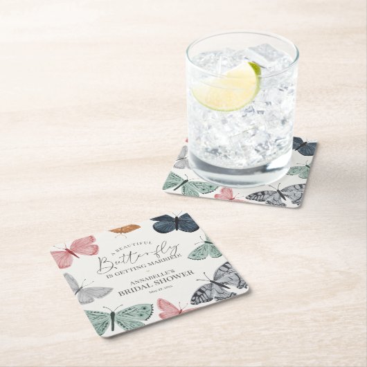 Boho Butterfly Bruidsfeest Barware voor de Bruid Kartonnen Onderzetters (Insitu)