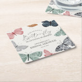 Boho Butterfly Bruidsuitnodiging Barware voor Brui Kartonnen Onderzetters (Schuin)