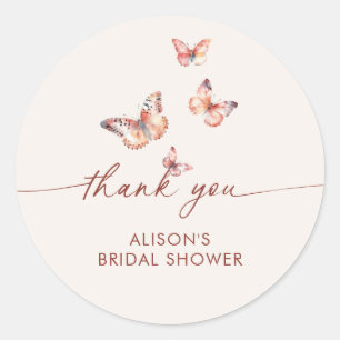 Boho Butterfly Bruiloftsfeest Ronde Sticker