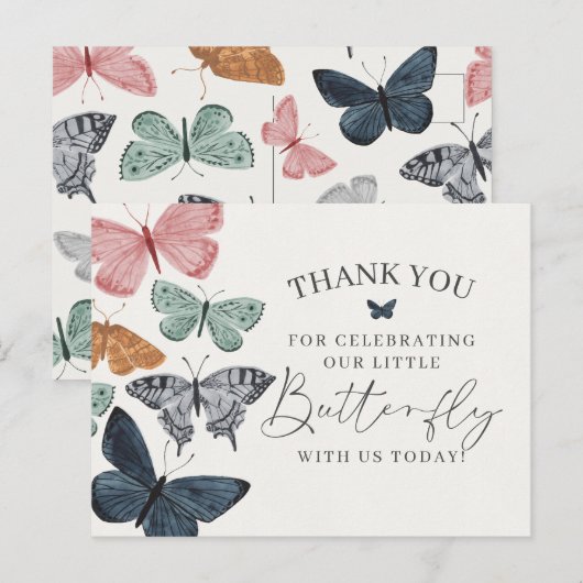 Boho Butterfly Dank je kaart Verjaardag of Baby (Voorkant / Achterkant)