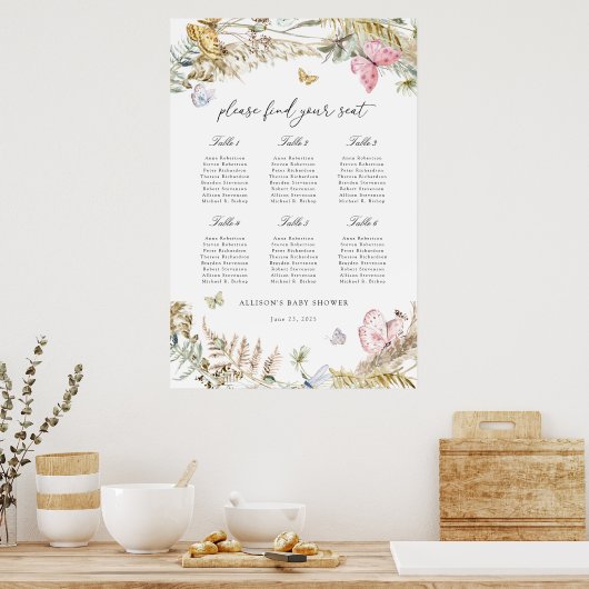 Boho Butterfly Douche Zitkaart Poster (Keuken)