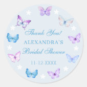 Boho Butterfly Dusty Blue Vrijgezellenfeest Dank u Ronde Sticker (Voorkant)
