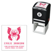 Boho Butterfly | Elegante naam Retouradres Zelfinktende Stempel (In situ)