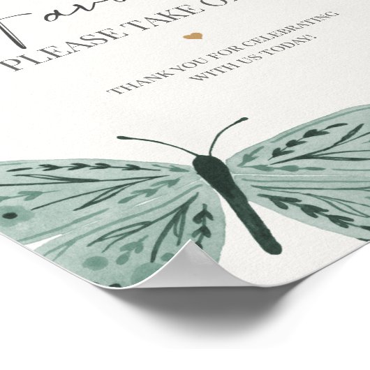 Boho Butterfly Favors Party Sign Poster (Hoek)