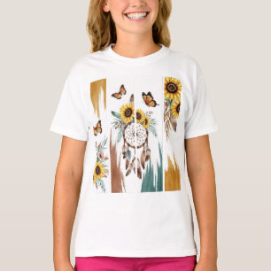 Boho Butterfly Feather Dreamcatcher T-shirt Rust
