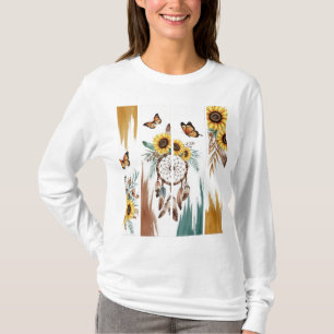 Boho Butterfly Feather Dreamcatcher T-shirt   Rust
