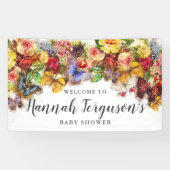 Boho Butterfly Floral Baby shower Welkom Spandoek (Horizontaal)