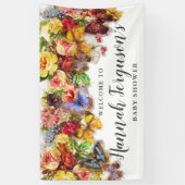 Boho Butterfly Floral Baby shower Welkom Spandoek (Verticaal)