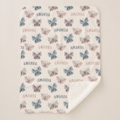 Boho Butterfly Fun Gift voor Kinderen met Naam Sherpa Deken (Voorkant)