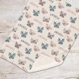 Boho Butterfly Fun Gift voor Kinderen met Naam Sherpa Deken