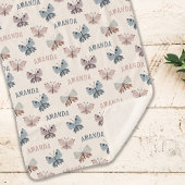 Boho Butterfly Fun Gift voor Kinderen met Naam Sherpa Deken