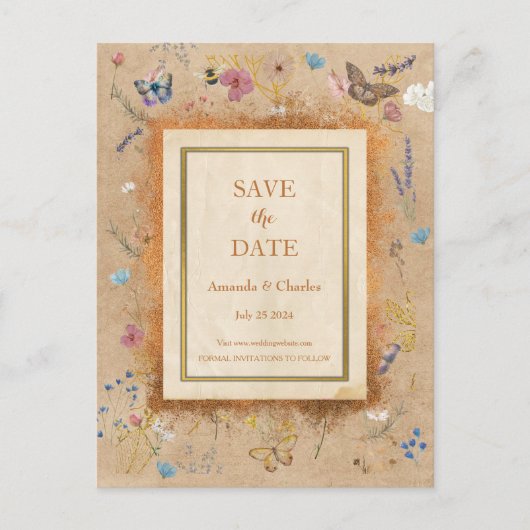 Boho Butterfly Gard Save The Date Briefkaart (Voorkant)
