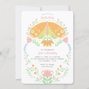 Boho Butterfly Garden Party Birthday Invitation Kaart