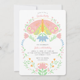Boho Butterfly Garden Party Birthday Invitation Kaart