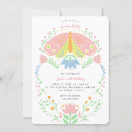 Boho Butterfly Garden Party Birthday Invitation Kaart