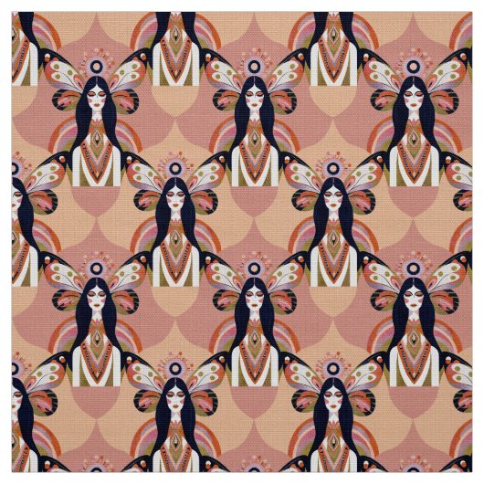Boho Butterfly Goddess Retro Aarde Tonen Stof (Swatch)