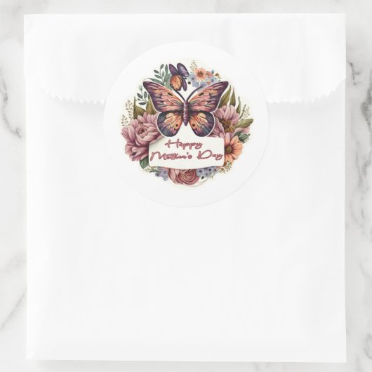 Boho butterfly Happy Moederdag stickers (Tas)