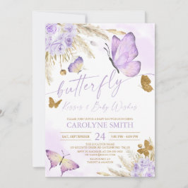 Boho Butterfly Kisses Baby shower Invitation Kaart
