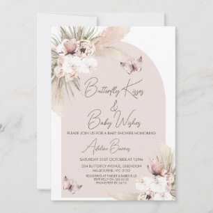 Boho Butterfly Kisses Baby Wishes Baby shower Kaart